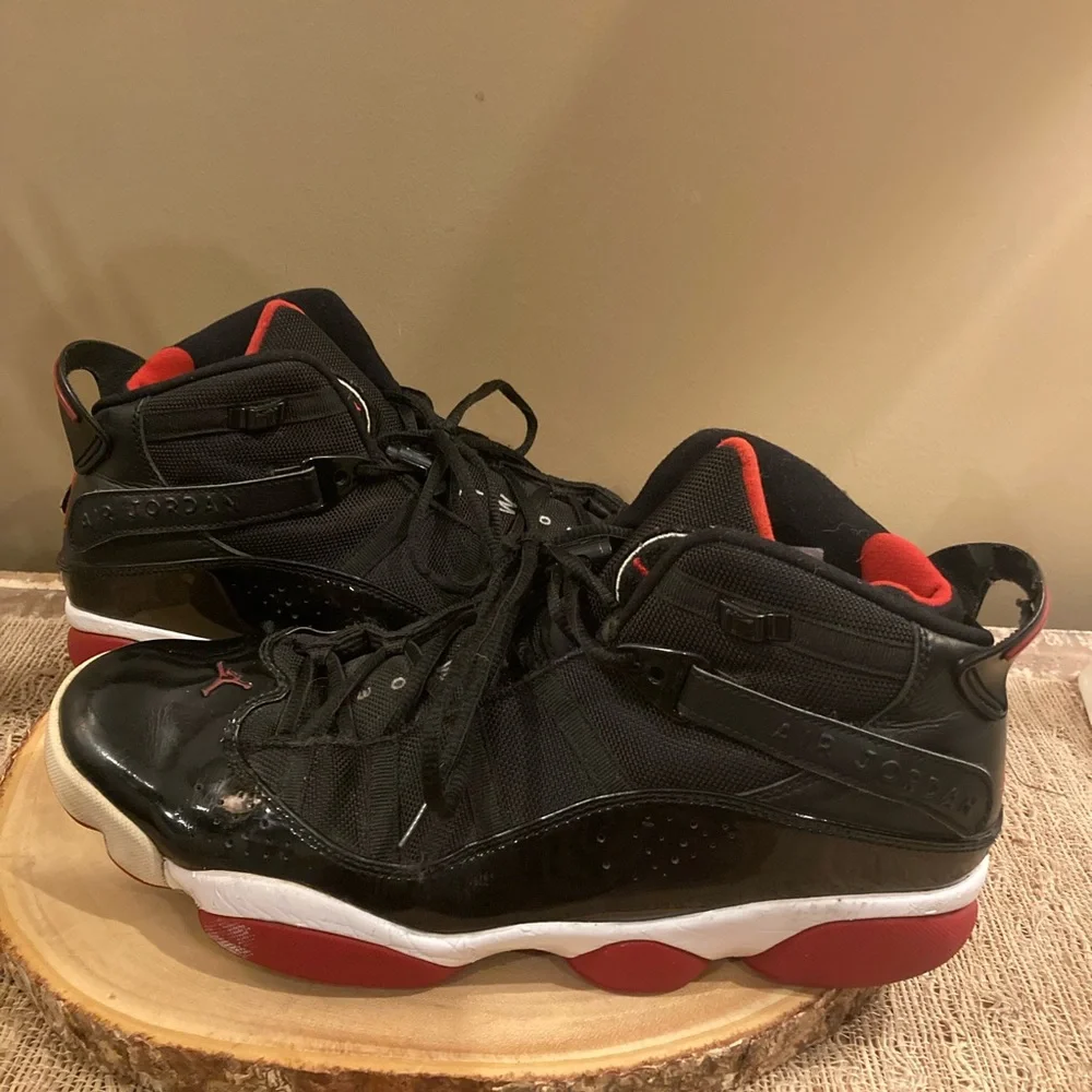 Nike‎ Jordan 6 Rings Black Varsity Red Size 12 rare 322992-062 Basketball Shoe